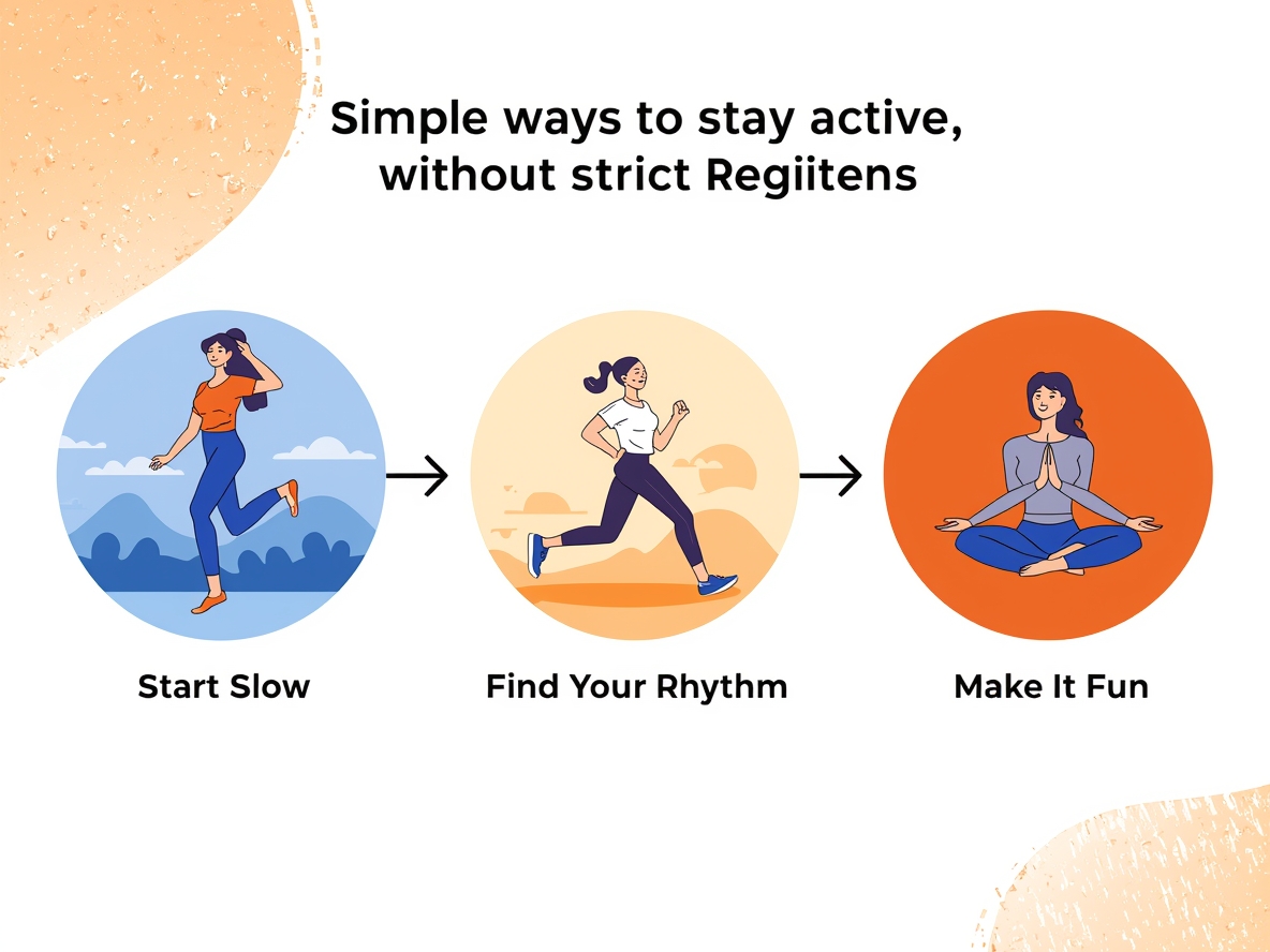 Drei verbundene Schritte als fließender Ablauf